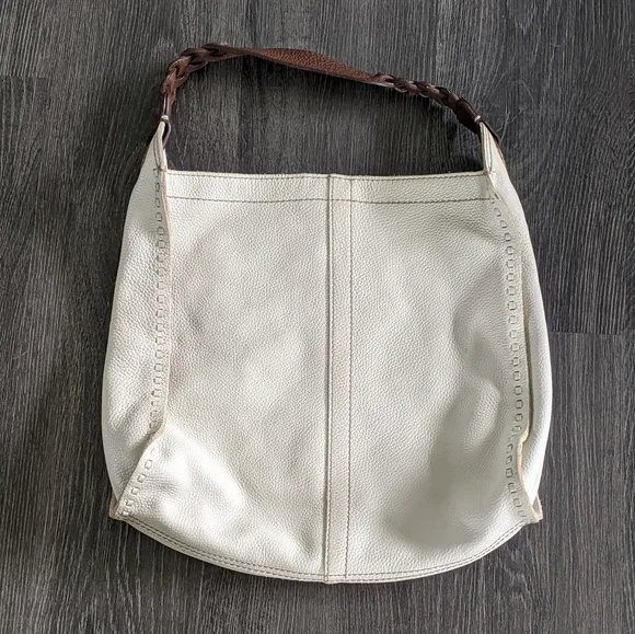 Lucky Brand cream leather boho slouch shoulder bag - Picture 2 of 5